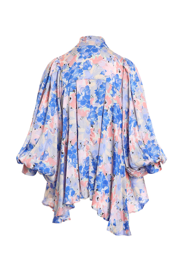 Cameron Floral Printed Bowtie Ruffled Chiffon Blouse