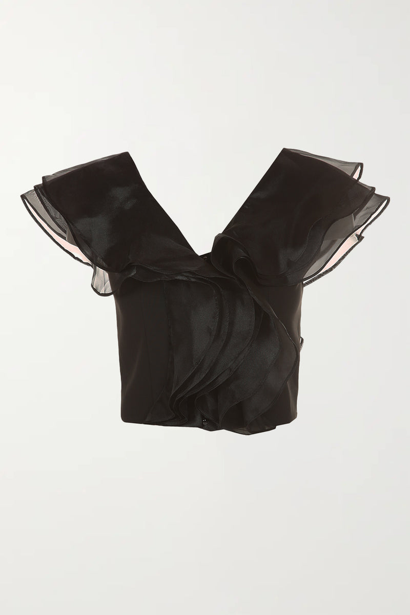 Avalon Ruffle Layered Crop Top Blouse - Shop Beulah Style