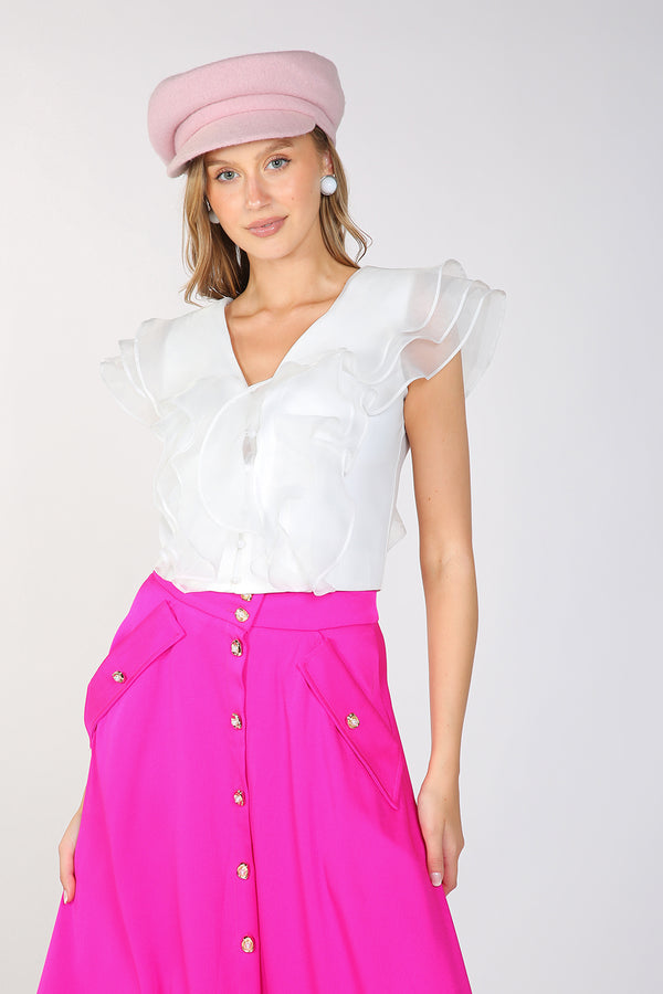 Avalon Ruffle Layered Crop Top Blouse - Shop Beulah Style