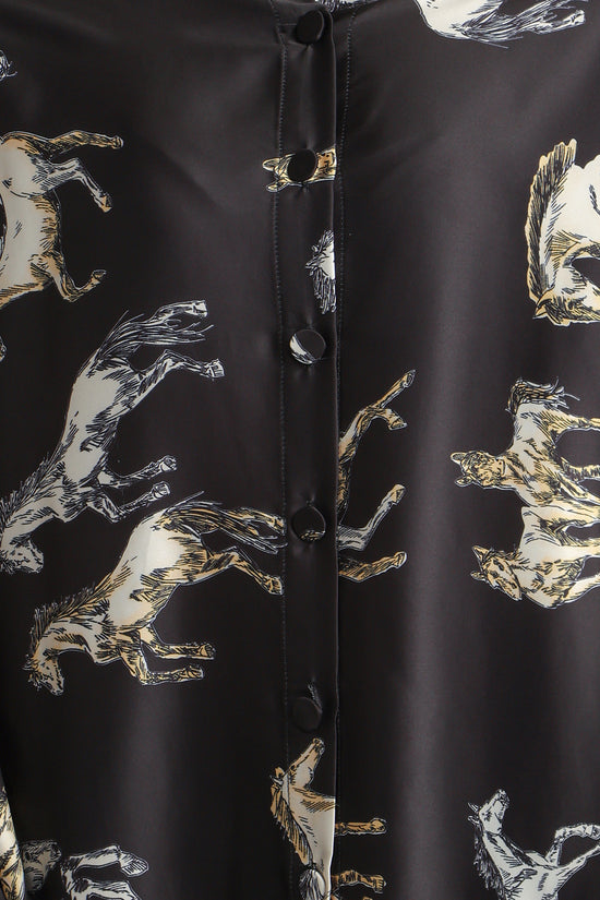 Angel Horse Printed Satin Blouse
