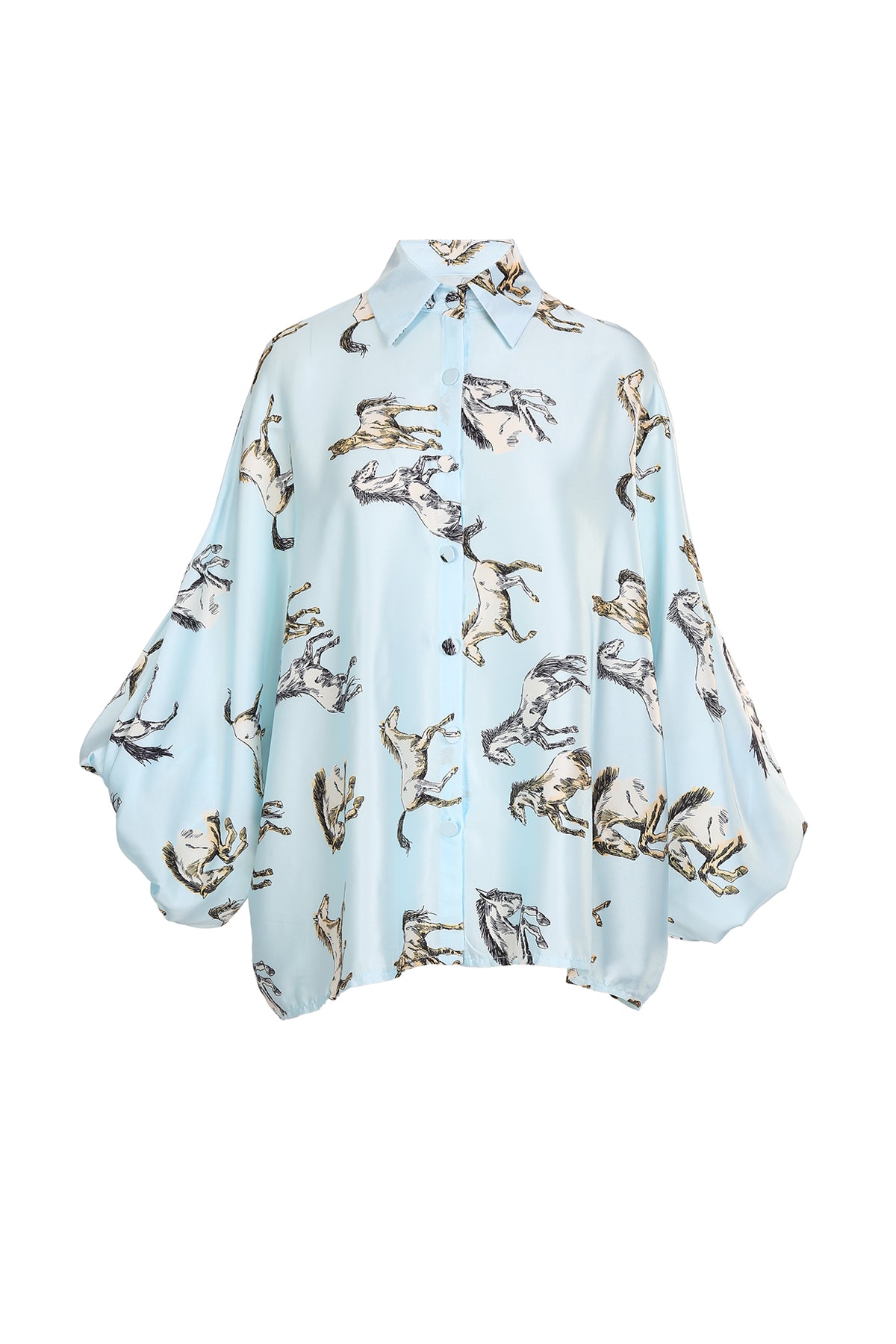 Angel Horse Printed Satin Blouse