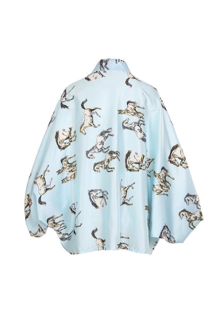 Angel Horse Printed Satin Blouse