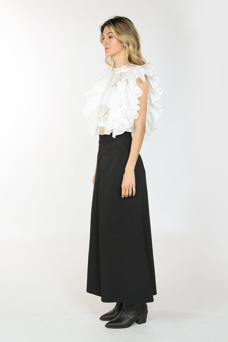 Adonis Ruffled Lace Crop Blouse - Shop Beulah Style