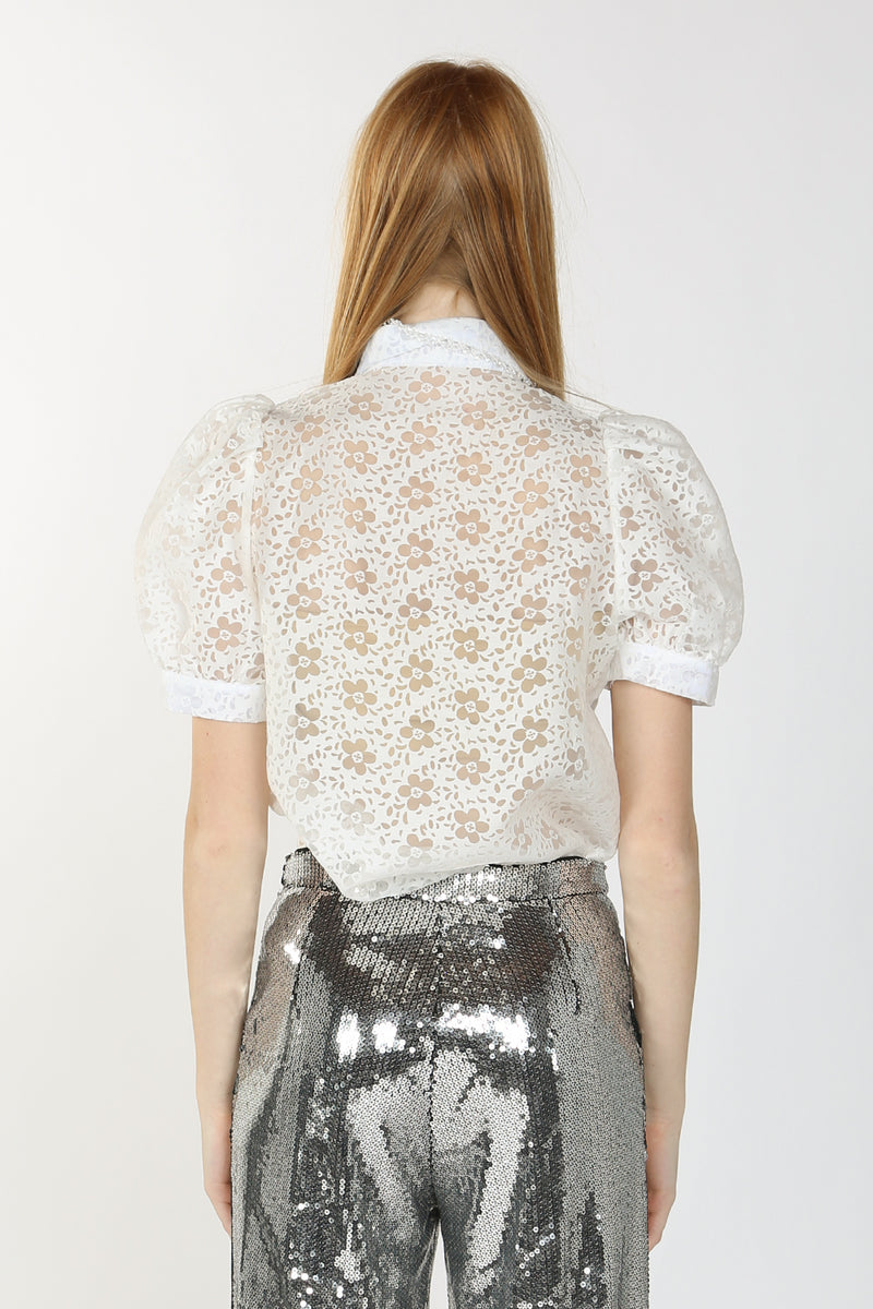 Kenji Sheer Burnout Floral Shirt Top - Shop Beulah Style