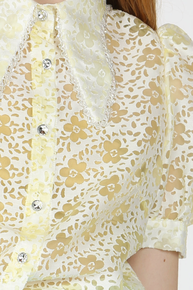 Kenji Sheer Burnout Floral Shirt Top - Shop Beulah Style