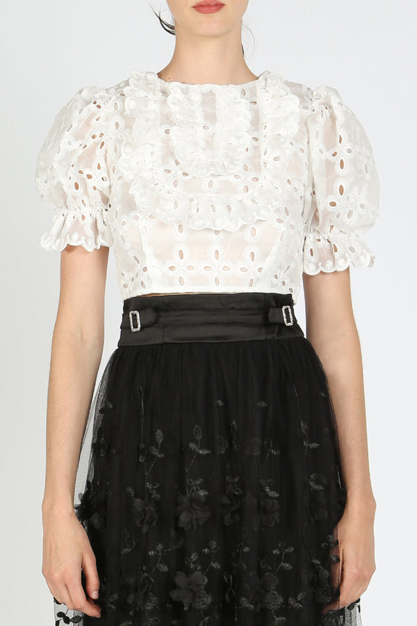 Luca Lace Embroidery Crop Top - Shop Beulah Style