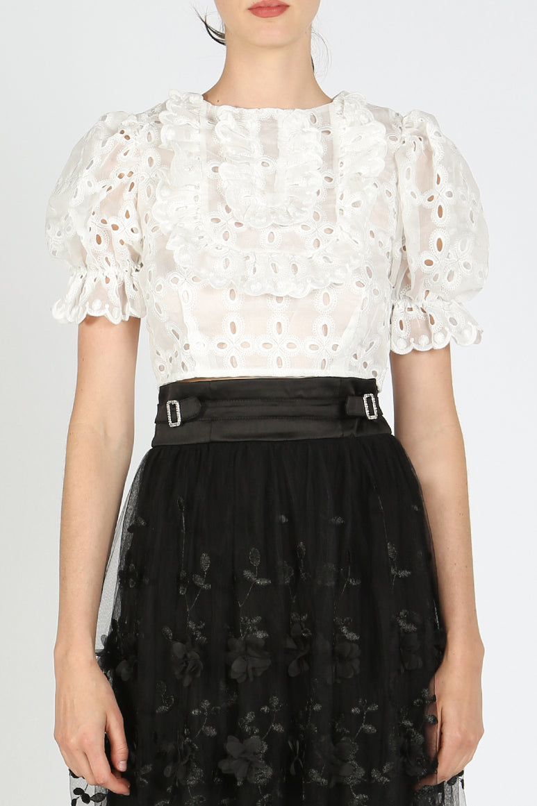 Luca Lace Embroidery Crop Top - Shop Beulah Style