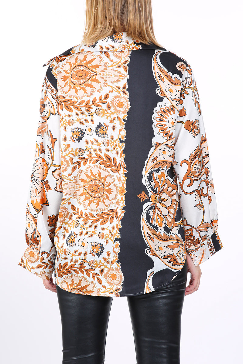 Heidi Floral Paisley Printed Satin Blouse - Shop Beulah Style