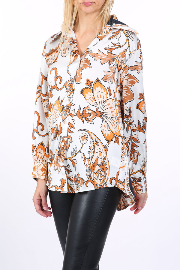 Heidi Floral Paisley Printed Satin Blouse - Shop Beulah Style