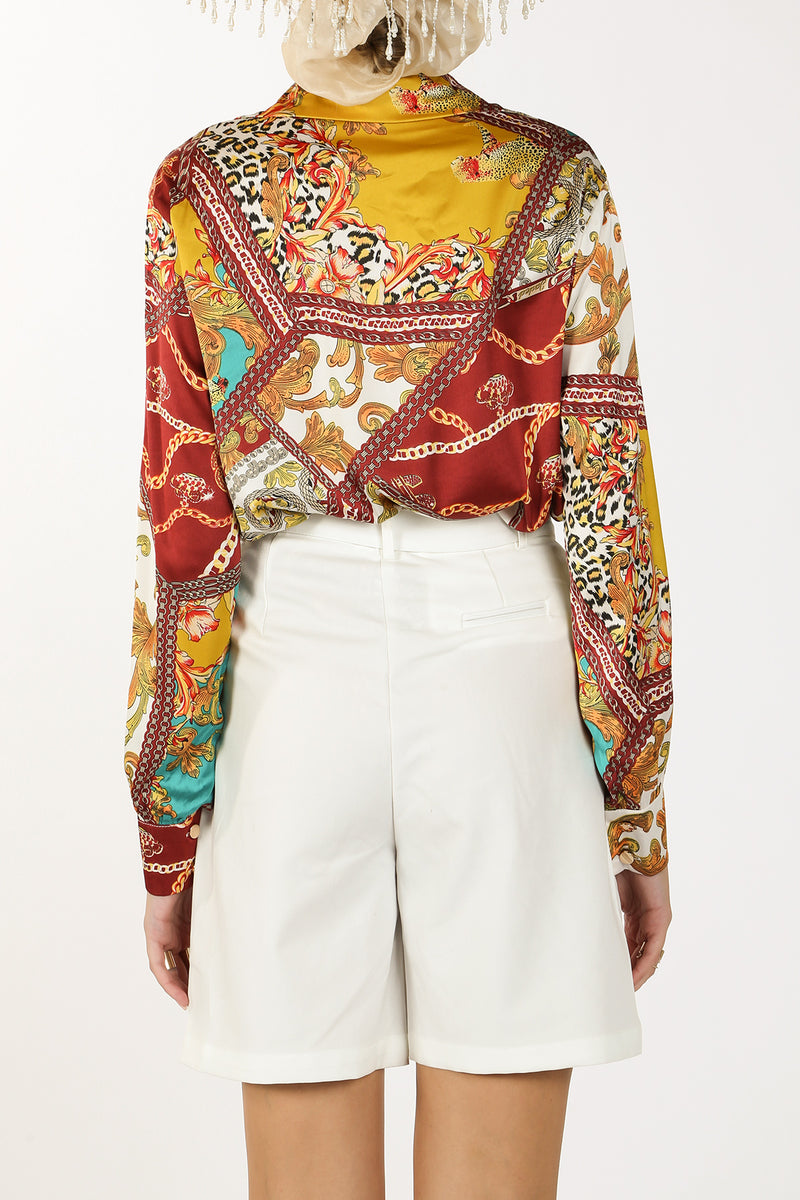 Demi Baroque Style Printed Satin Blouse - Shop Beulah Style