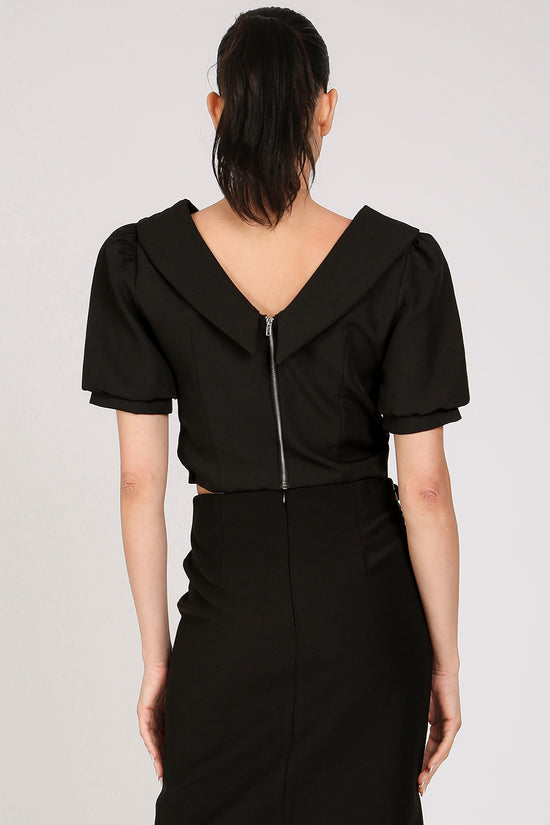 Liam Embellished Deep V-Neck Crop Top