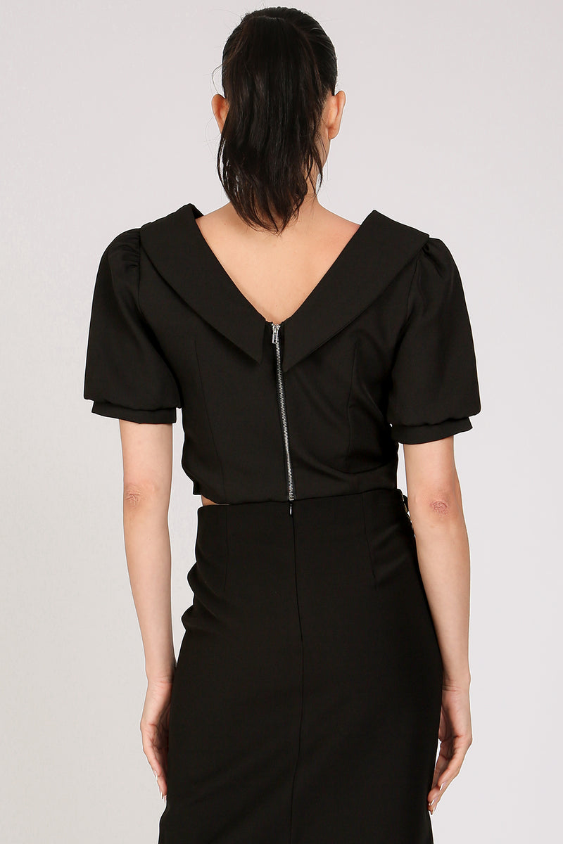 Liam Embellished Deep V-Neck Crop Top