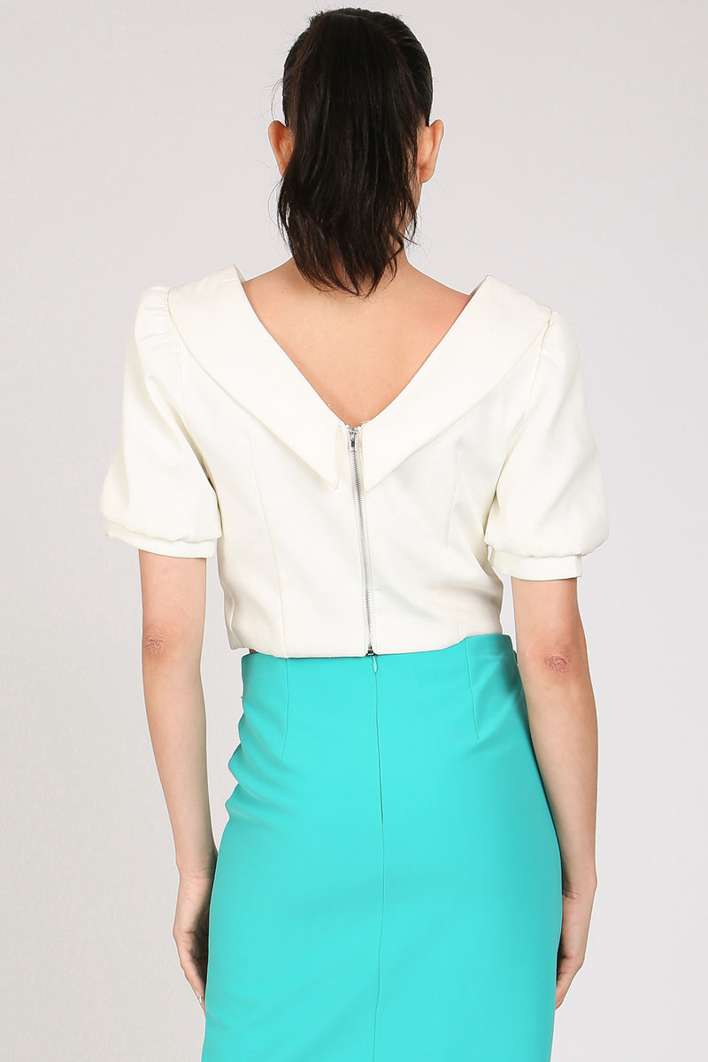 Liam Embellished Deep V-Neck Crop Top