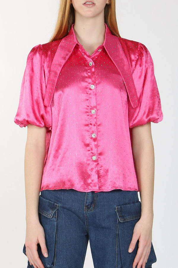 Quilla Sparkle Long Collar Shirt - Shop Beulah Style
