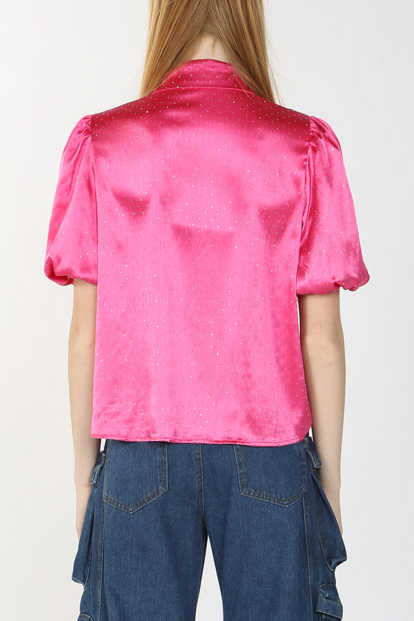 Mackenzie Diamante Bubble Sleeve Shirt Top - Shop Beulah Style
