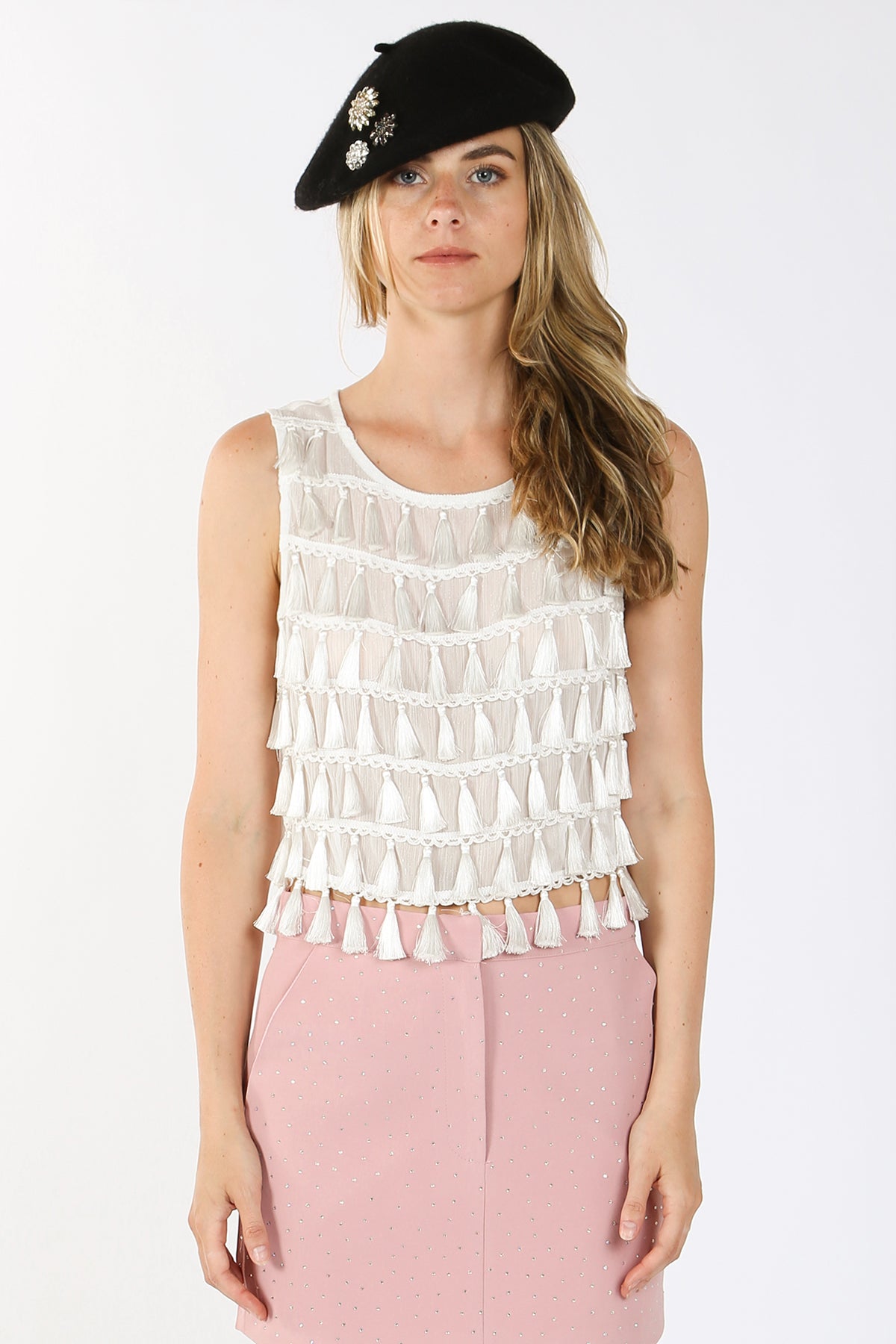 Dax Lace Trim Tassel Sleeveless Top - Shop Beulah Style