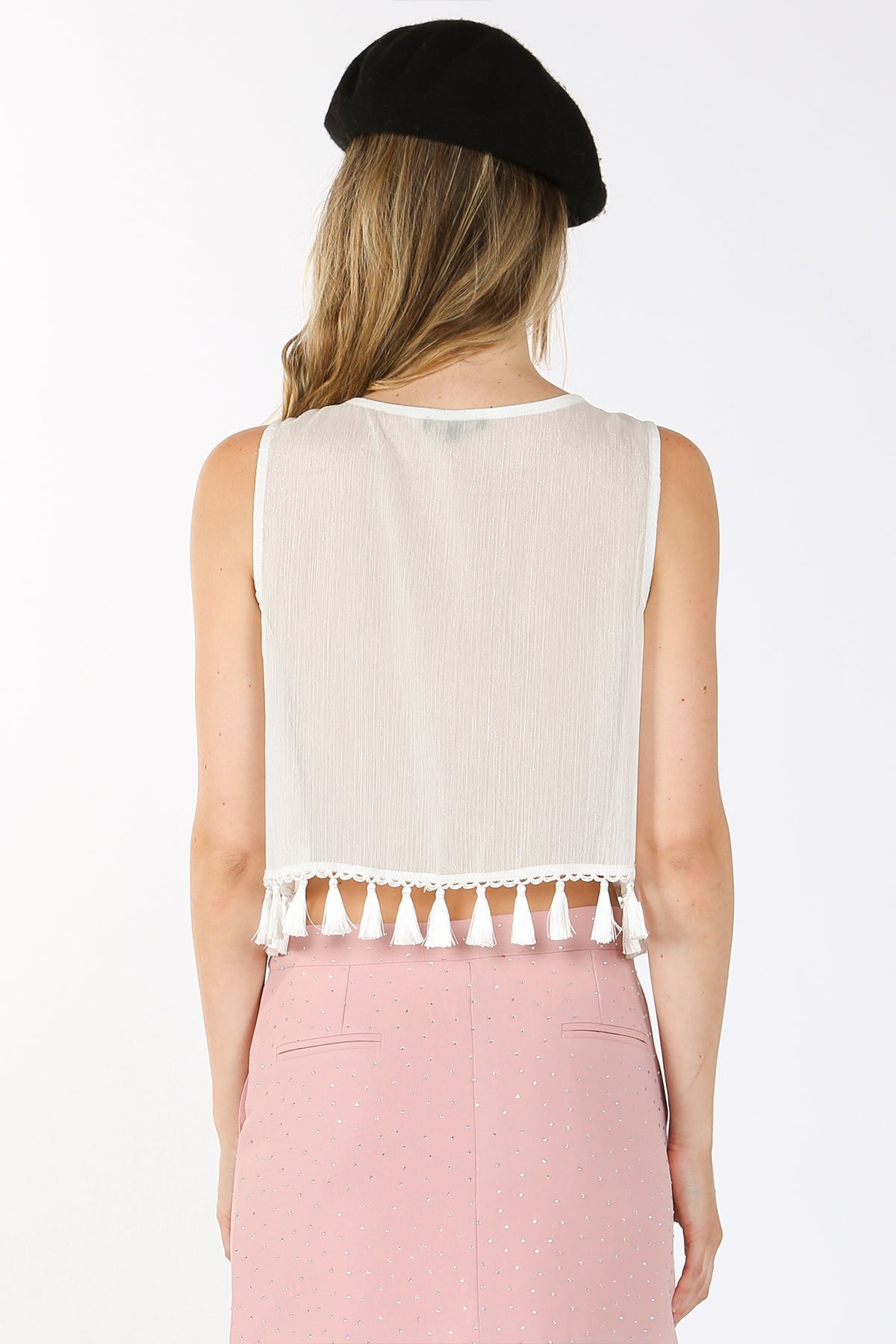 Dax Lace Trim Tassel Sleeveless Top - Shop Beulah Style