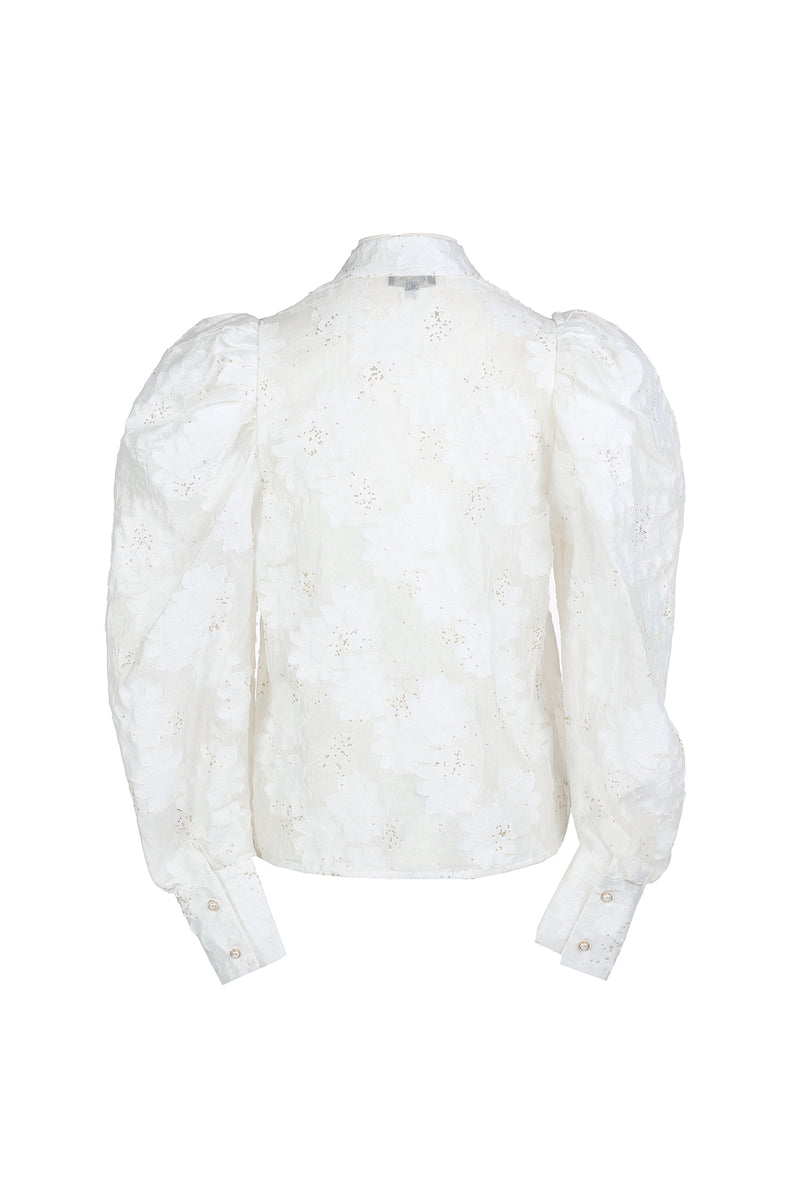 Alina Crinkled Sheer Floral Embroidered Blouse - Shop Beulah Style