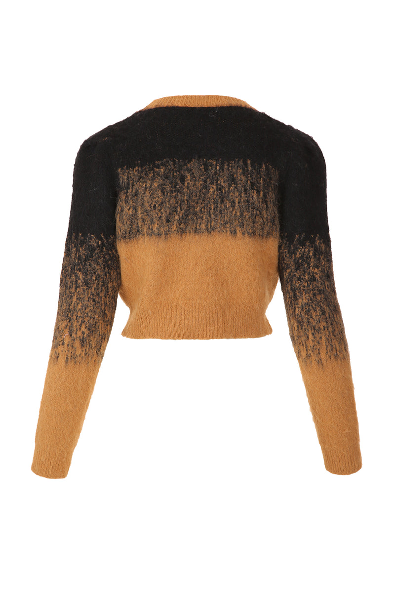 Carrie Front Embellished Colorblock Crop Knit Sweater - Shop Beulah Style