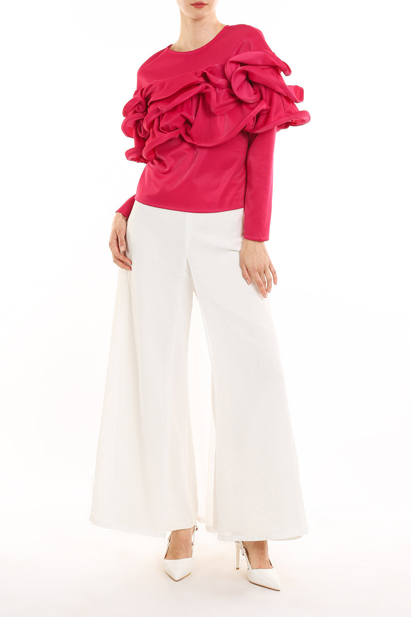 June Ruffled Pleat Detail Long Sleeve Top - Shop Beulah Style