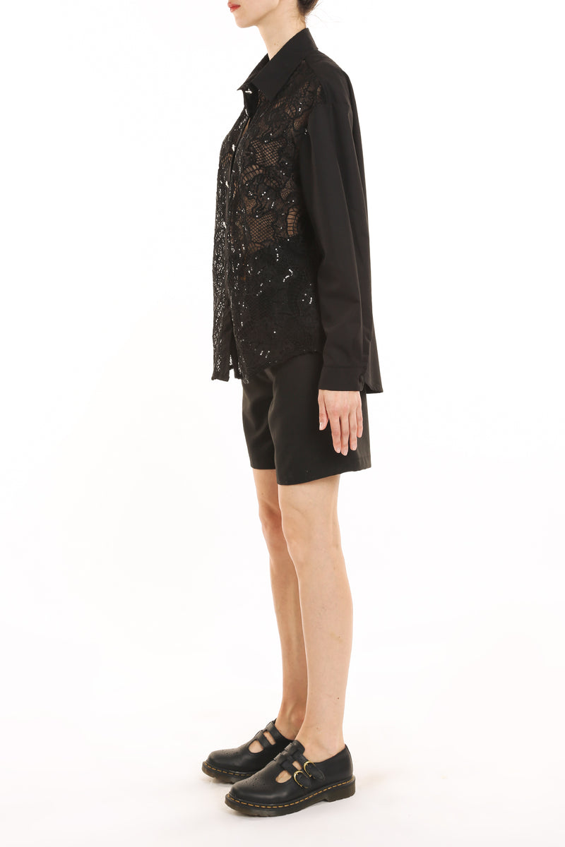 Victoria Sequined Hollow Out Lace Net & Mesh Blouse - Shop Beulah Style