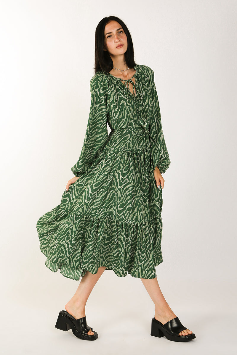 Jacqueline Zebra Printed Midi Dress - Shop Beulah Style