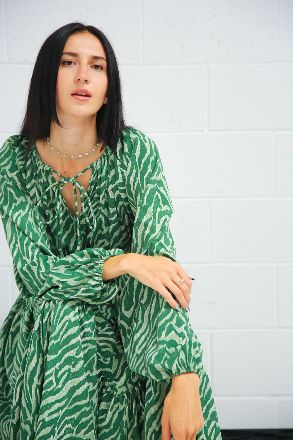 Women's Zigzag Patterned Maxi Dress + Belted | LOVESTITCH