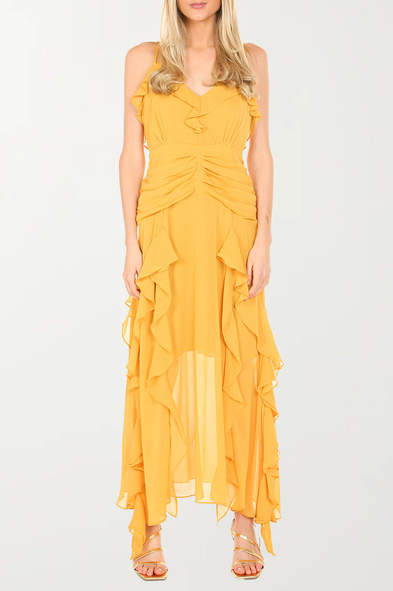 Yellow Ruffled Maxi Dress - Shop Beulah Style