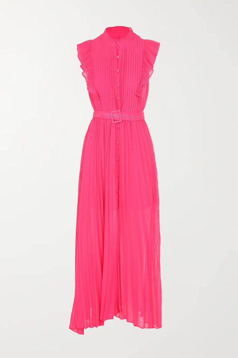 Pleated Chiffon Sleeveless Maxi Dress - Shop Beulah Style