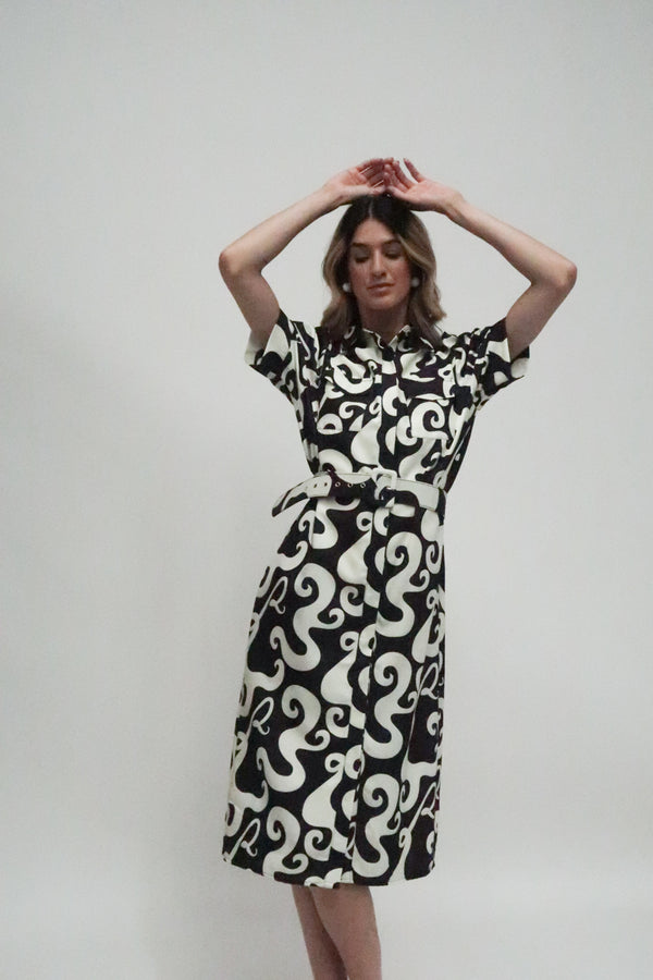 Swirl Print Mod Midi Dress - Shop Beulah Style