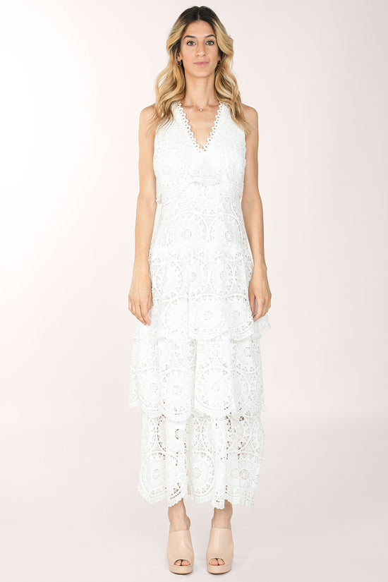 Penelope Sleeveless V-Neck Eyelet Lace Maxi Dress - Shop Beulah Style