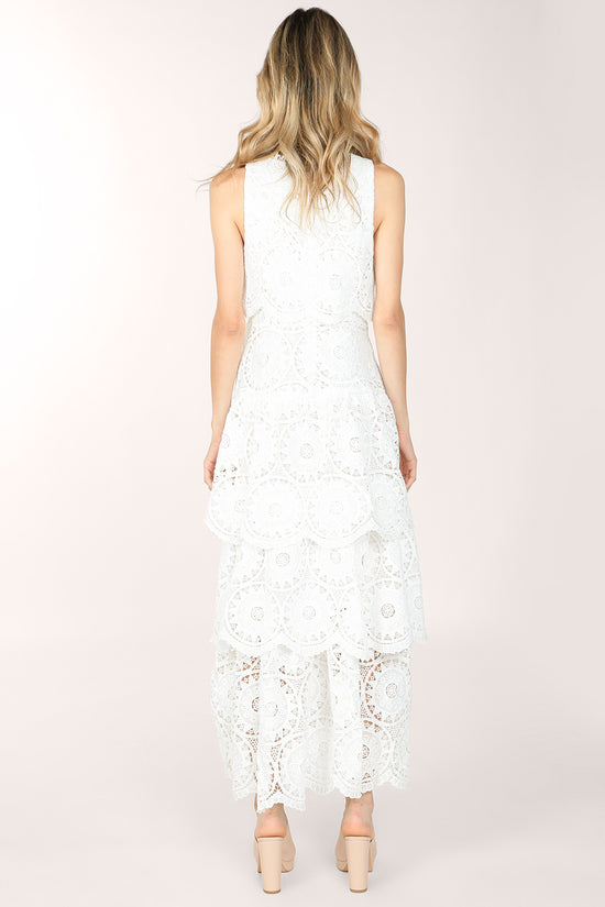 Penelope Sleeveless V-Neck Eyelet Lace Maxi Dress - Shop Beulah Style