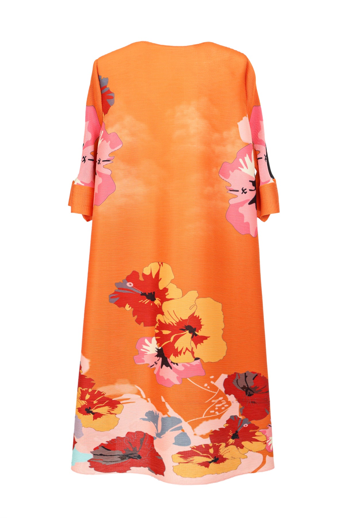 Juniper Floral Printed Elastic Pleats Midi Shift Dress