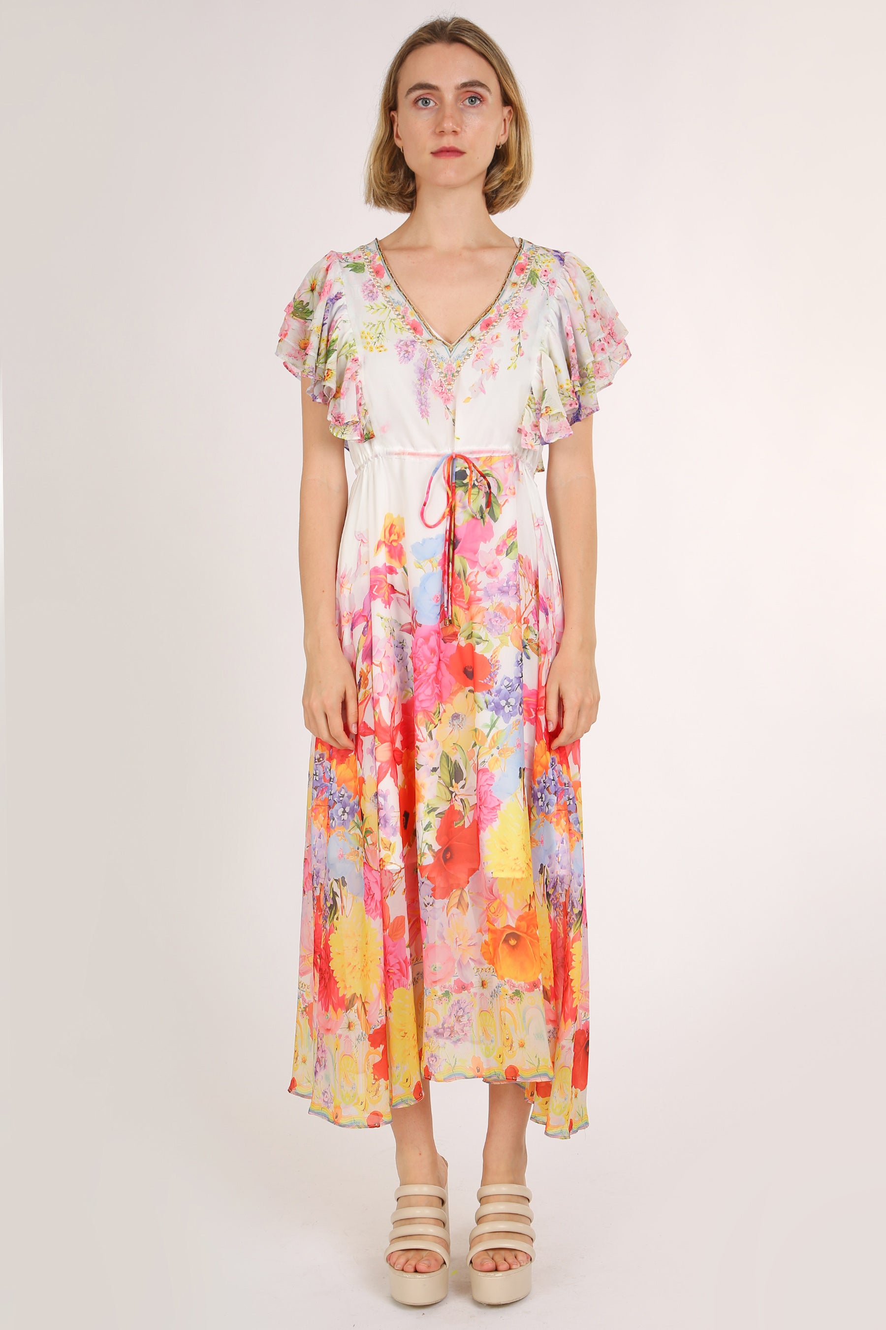 Korbin Multicolor Floral Printed V-Neck Dress - Shop Beulah Style