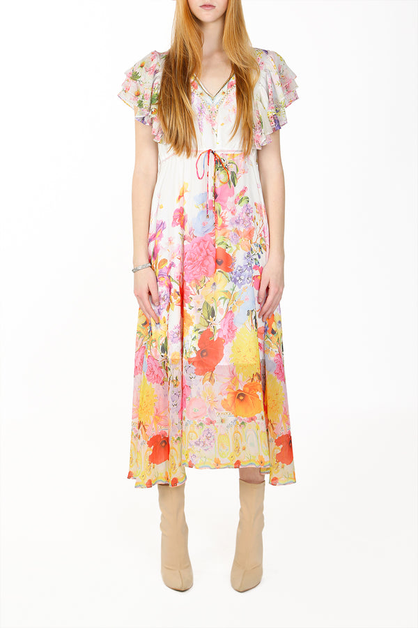 Korbin Multicolor Floral Printed V-Neck Dress - Shop Beulah Style