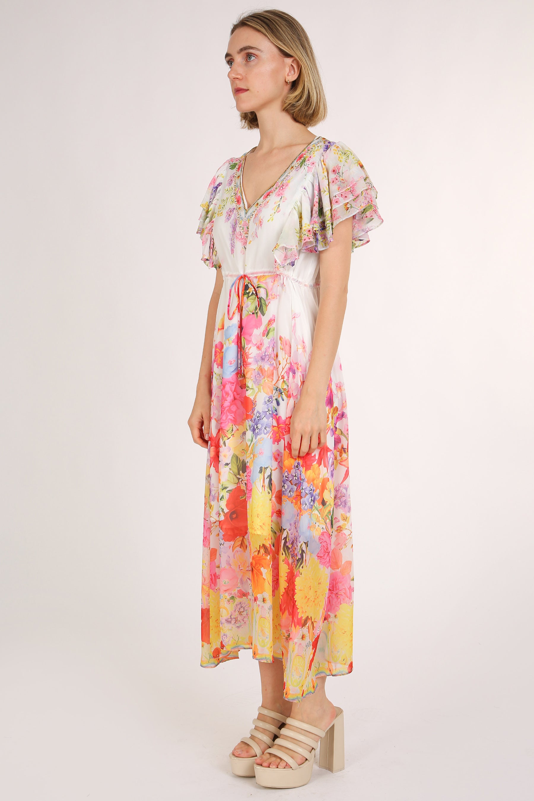 Korbin Multicolor Floral Printed V-Neck Dress - Shop Beulah Style