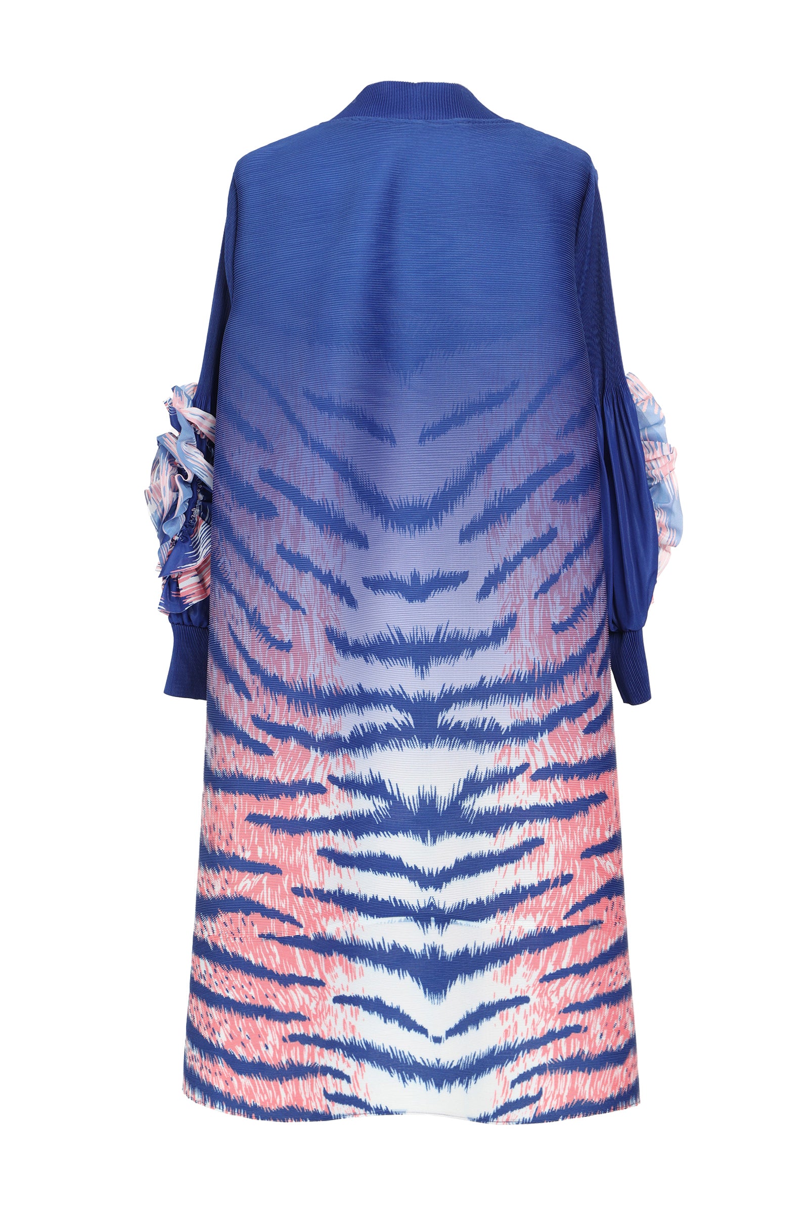 Mireya Zebra Print Ruffled Detail Midi Shift Dress