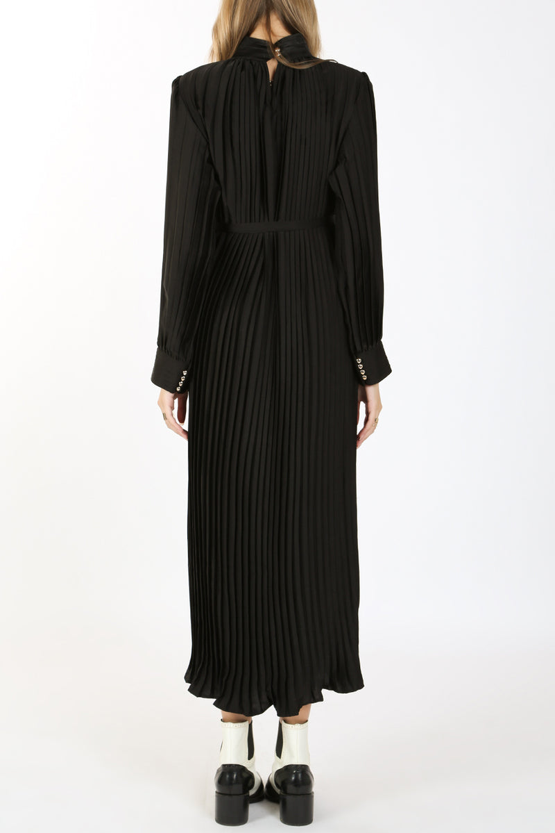Dawn Pleated Satin Maxi Dress - Shop Beulah Style