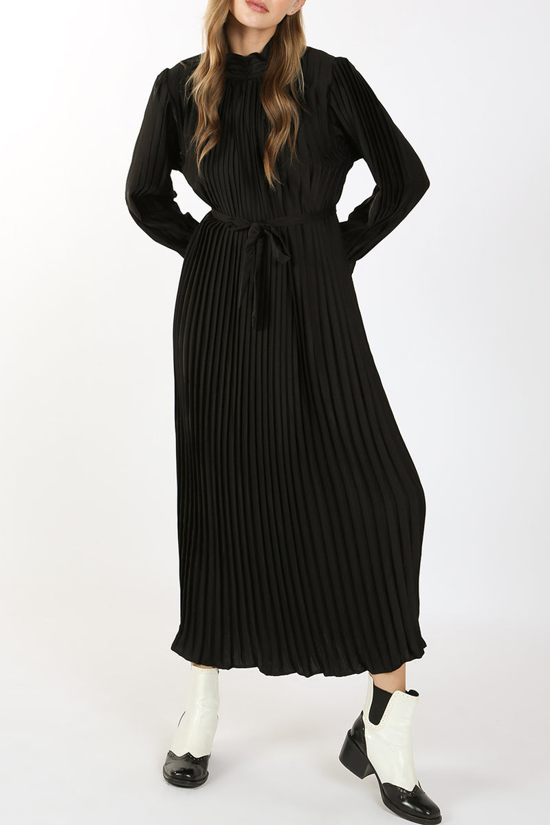 Dawn Pleated Satin Maxi Dress - Shop Beulah Style