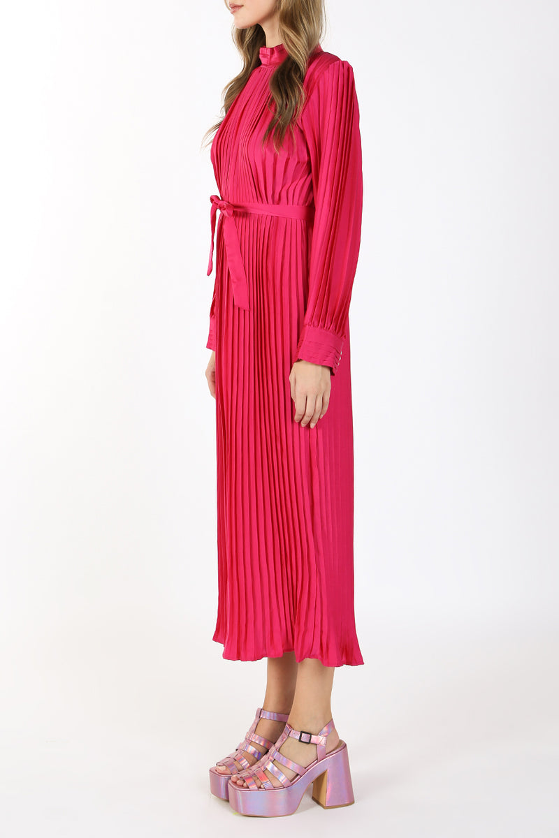 Dawn Pleated Satin Maxi Dress - Shop Beulah Style