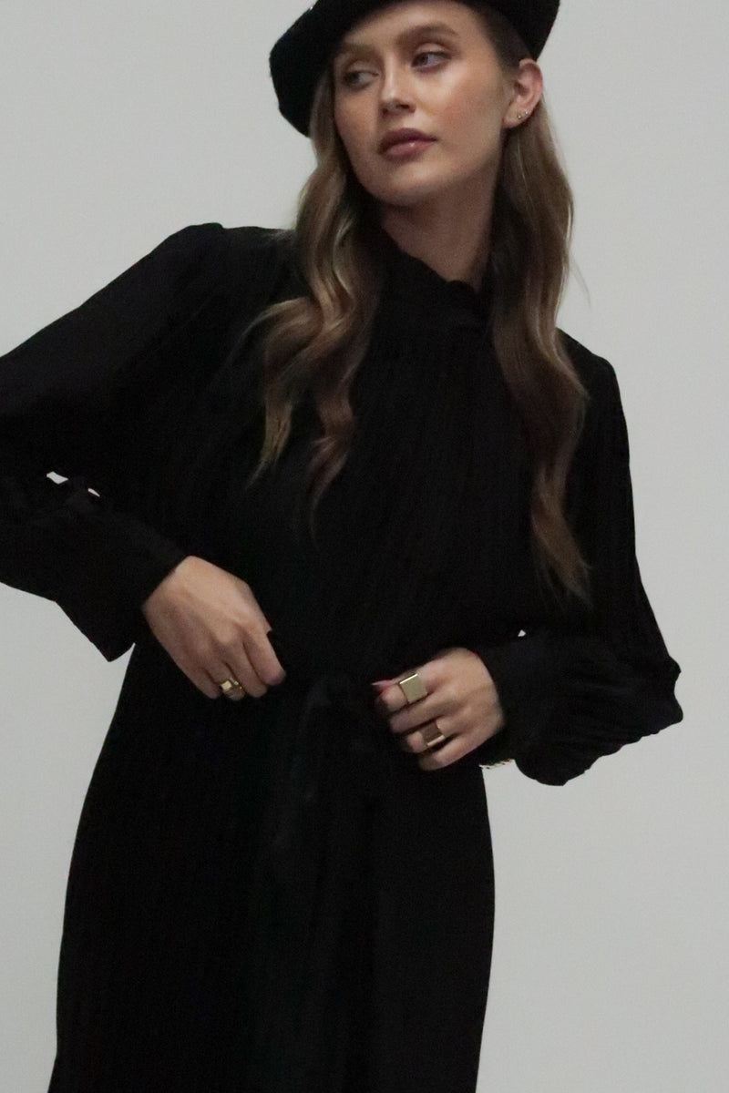 Dawn Pleated Satin Maxi Dress - Shop Beulah Style