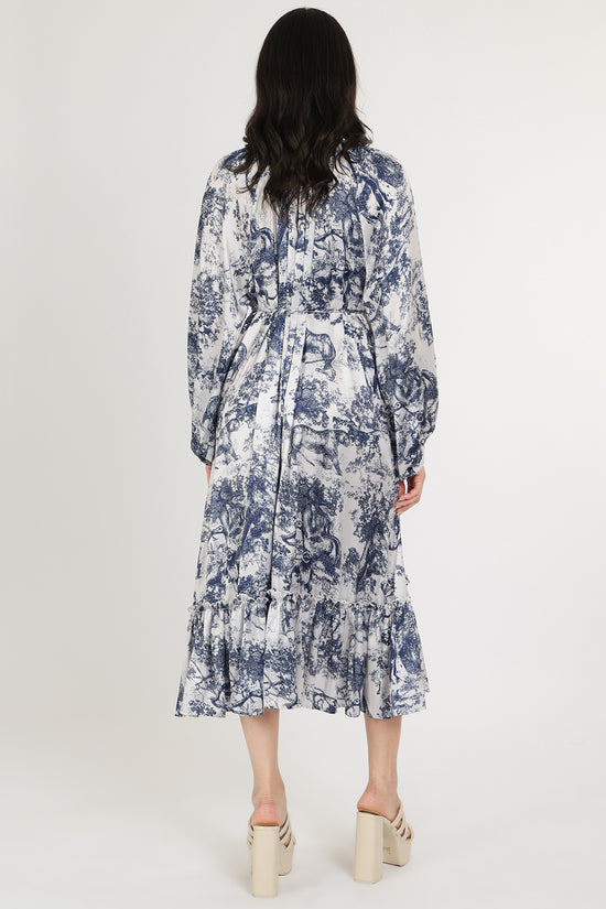 Aaron Safari Animal Print Volume Bowtie Midi Dress - Shop Beulah Style