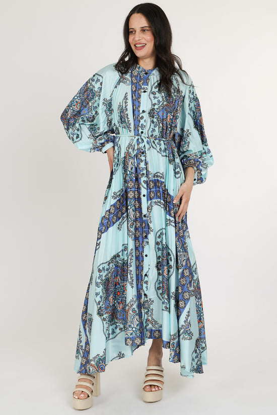 Ashley Multi-Print Paisley Pleats Belted Maxi Dress - Shop Beulah Style