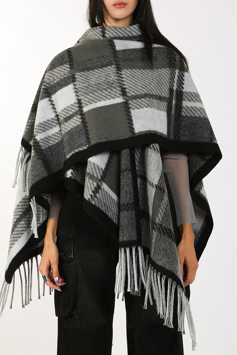 Natalie Plaid Check Cloak Poncho - Shop Beulah Style