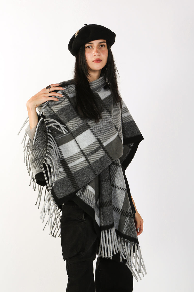 Natalie Plaid Check Cloak Poncho - Shop Beulah Style