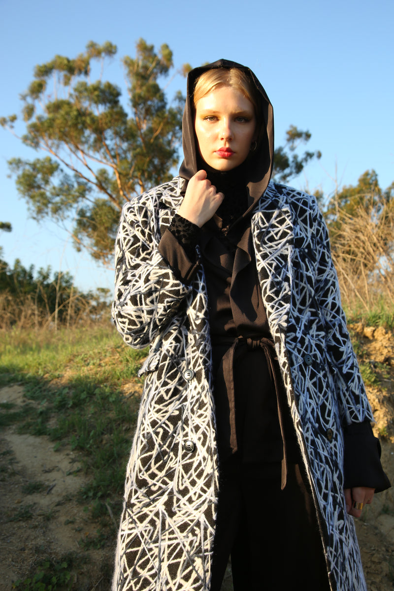 Julia Marble Patterned Lapel Collar Winter Coat - Shop Beulah Style