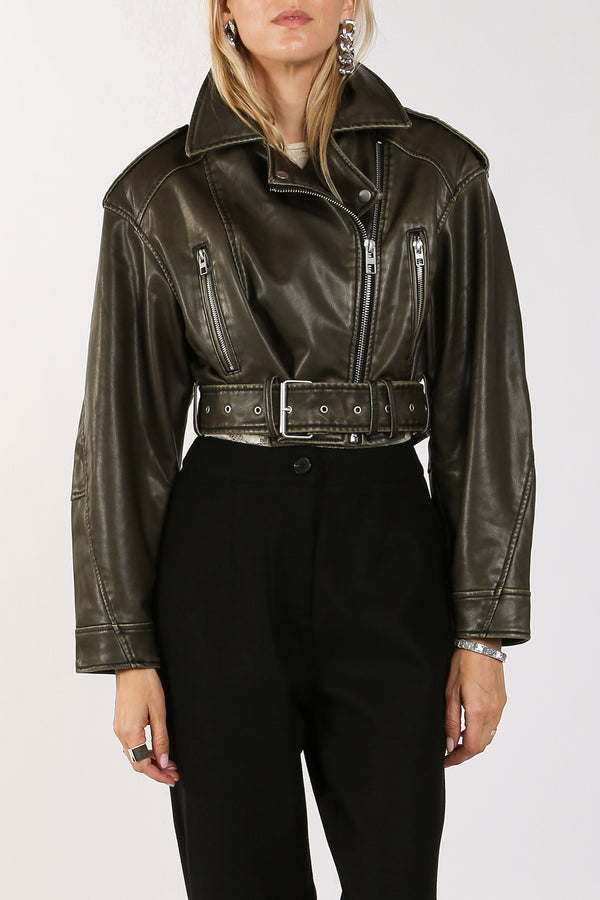 Agatha Pleather Cropped Biker Jacket - Shop Beulah Style