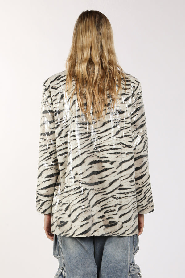 Elizabeth Zebra Print Sequin Blazer - Shop Beulah Style