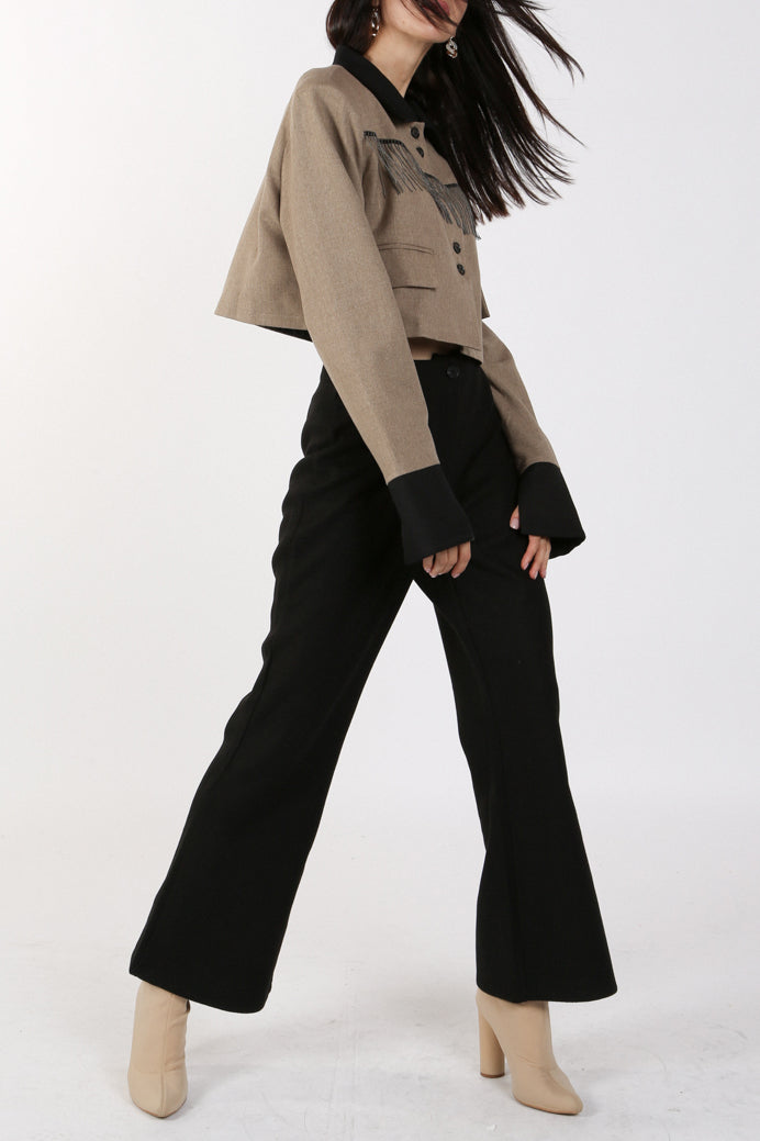 Jacklyn Beaded Fringe Cropped Jacket - Shop Beulah Style