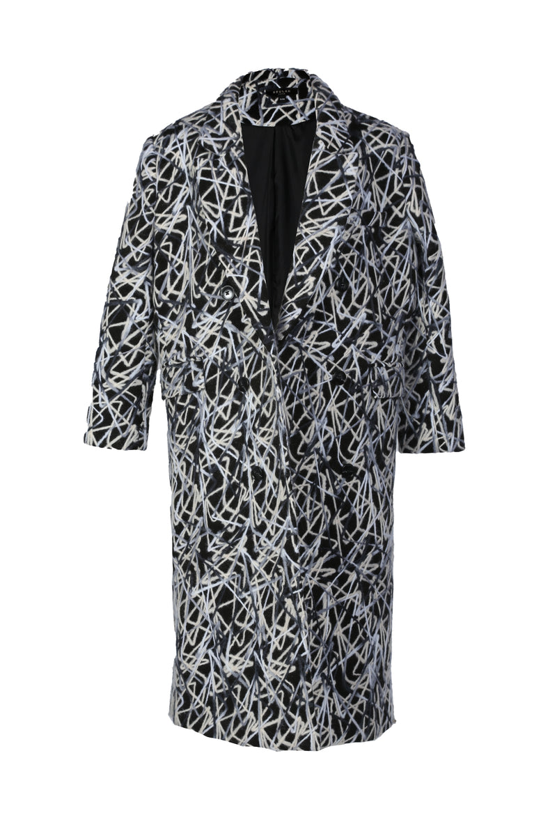 Julia Marble Patterned Lapel Collar Winter Coat - Shop Beulah Style